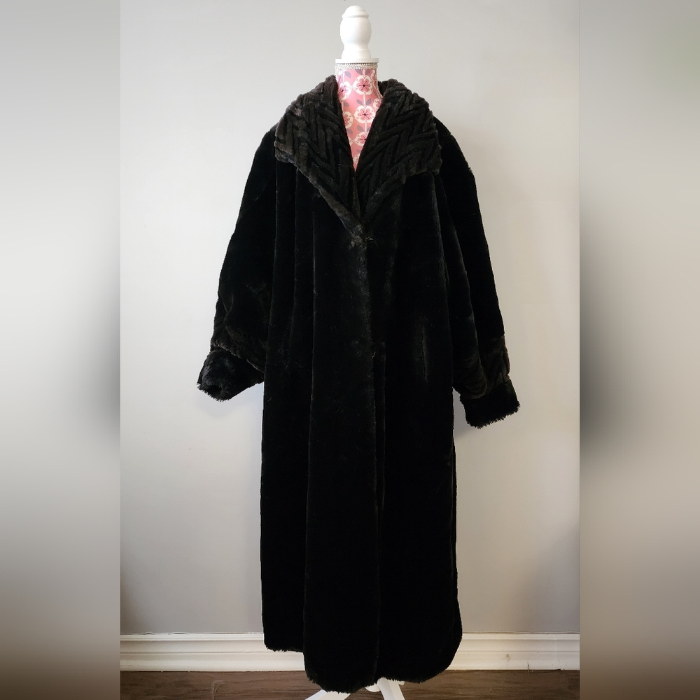 Vintage Women's Faux Fur Coat (L)